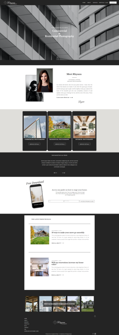 Full Showit website template designed to showcase your photography portfolio. LW Design Space