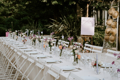 French Riviera wedding reception dinner table