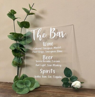 Photo of the Acrylic Sign (Medium)  that you can rent for your event/wedding from Unique Melody Events & Design (New England Wedding and Event Planners)