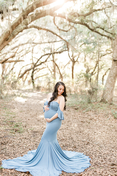 blue maternity dress