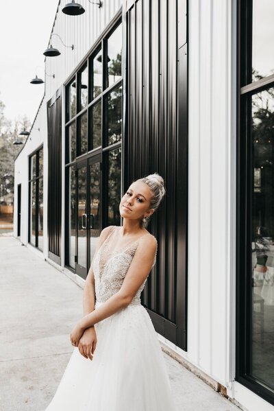 Bride with updo and classic makeup