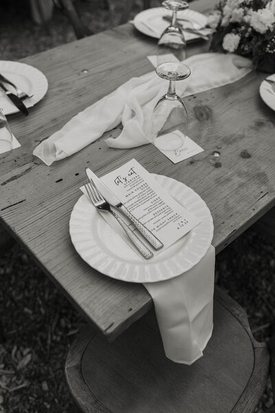table setting at a wedding in lake tahoe
