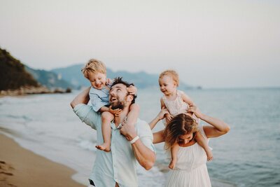 family on a beach family vacation