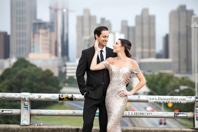 couple in semi formal attire, woman in sequin dress photographer in Atlanta by Wedding Photographer