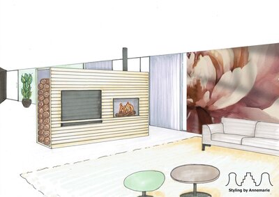 Perspectieftekening voor nieuwbouwwoning Burgum door Styling by Annemarie