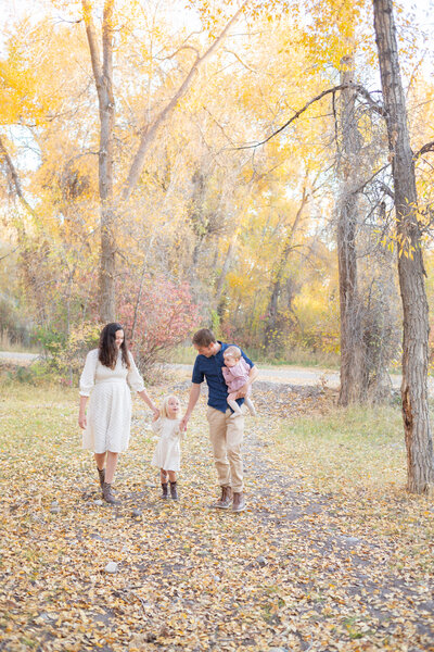 Seattle Wedding Photographer captures family walking during family portraits after Washington wedding