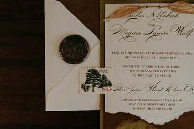Handmade Wedding Invitation - Megan & Amber | Hood River Wedding  - LGBTQ Wedding