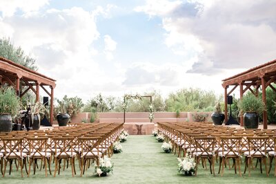 Four Seasons Scottsdale weddings at Troon North fountain terrace ceremony area