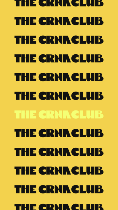 CRNA Club simplified logos repeating on yellow background