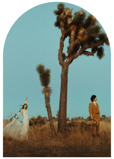 arch GIF of man and woman in Joshua Tree