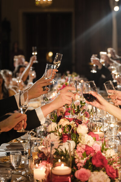 guests sharing a toast during a wedding reception at Park Chateau in New Jersey