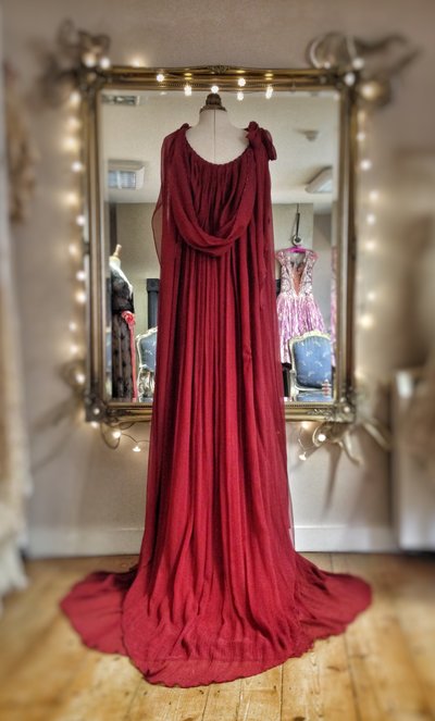 red_silk_chiffon_grecian_goddess_dress_hooded_cloak_JoanneFlemingDesign (3)
