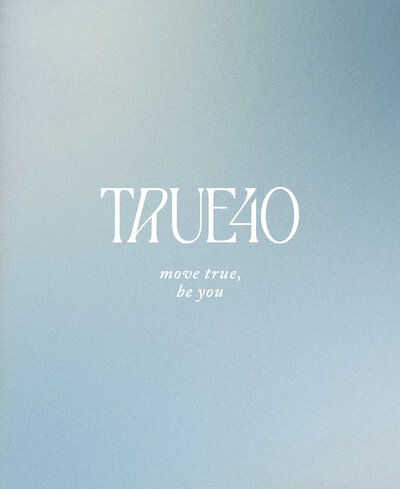 True40 logo on a blue gradient texture background