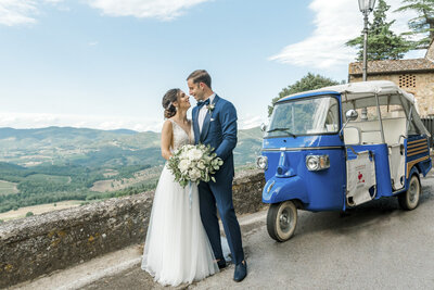 Tuscany wedding with bride and groom