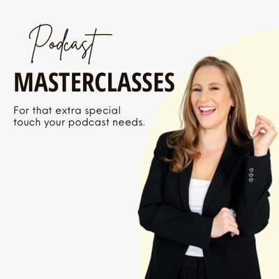 Krystal Proffitt podcast coach headshot with text that says podcast masterclasses