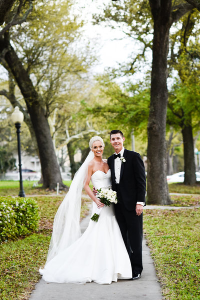 Bride and groom under the oaks , Biloxi, MS Wedding