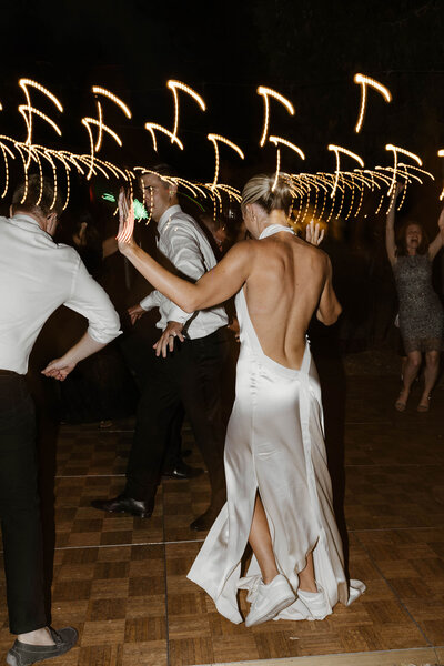 bride dancing at her lake tahoe wedding