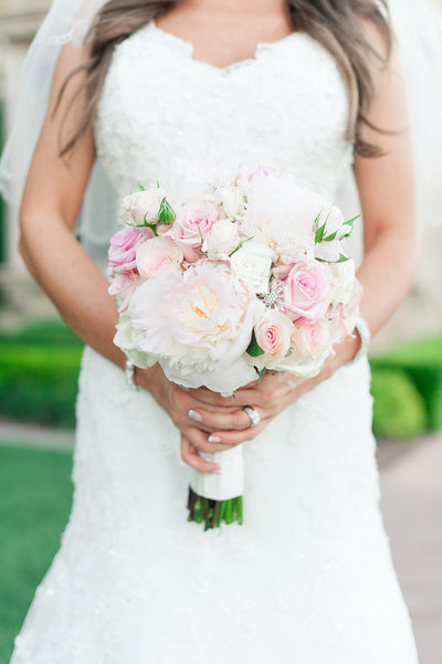 blush bridal bouquet white peony