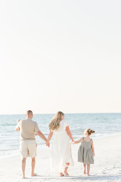 a family walking on the beach