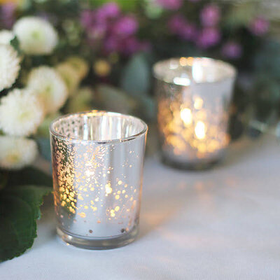 Photo of the Silver Mercury Votive that you can rent for your event/wedding from Unique Melody Events & Design (New England Wedding and Event Planners)
