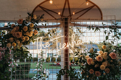LED sign of Couple's last name, Unique Melody Events & Design helped with wedding