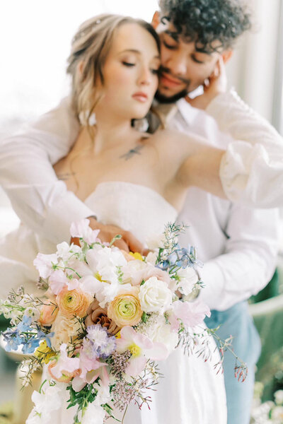 a colorful bridal bouquet