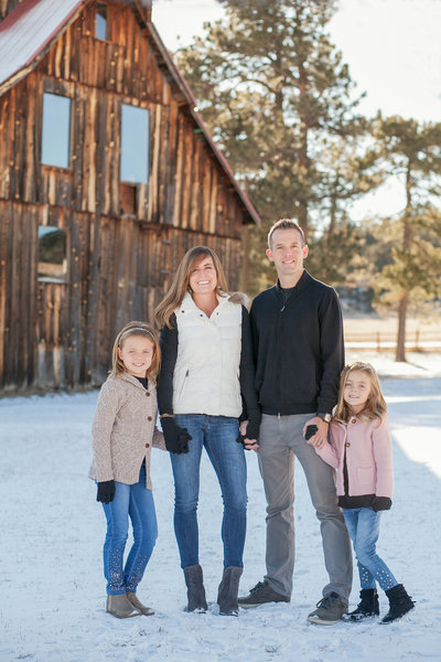 Denver Family portrait in front of old barn