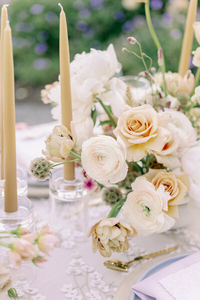 Cream and taupe  neutral floral centerpiece