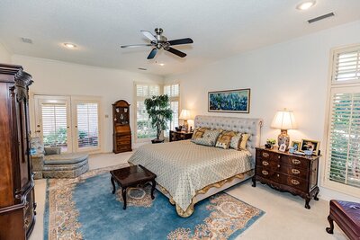 Master primary bedroom real estate photo in Lakeridge, Lubbock TX