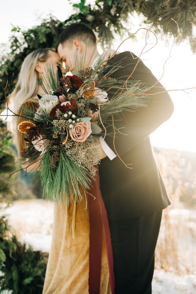 Romantic winter elopement with florals from J.A.M Florals, contemporary and playful Kelowna wedding florist, featured on the Brontë Bride Blog.