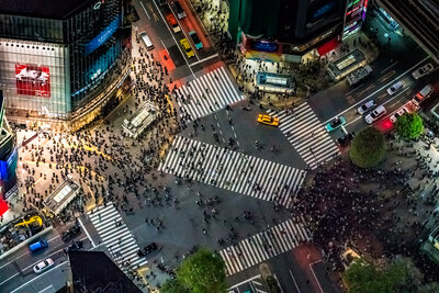 crossing in city from above