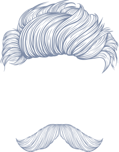 Outline of a mans hair and mustache