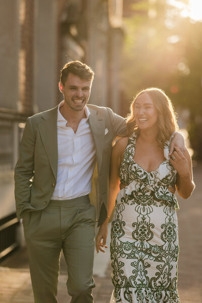 Philadelphia engagement session in the Old City during golden hour.