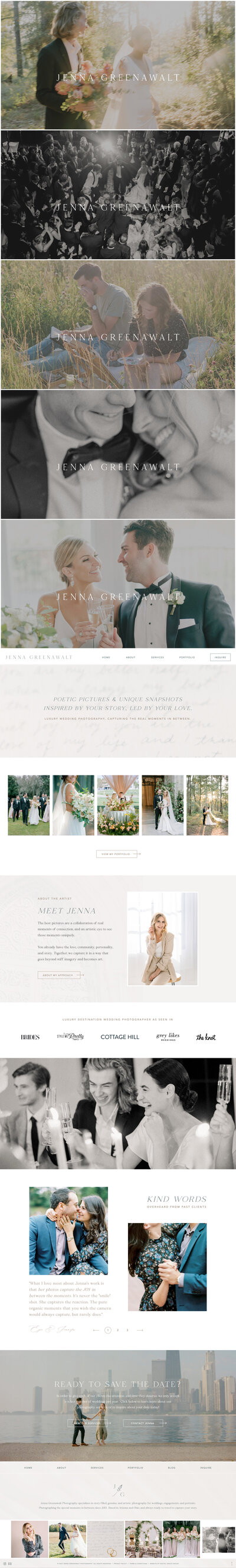 Custom Showit website for Jenna Greenawalt Photography, an Ohio wedding photographer