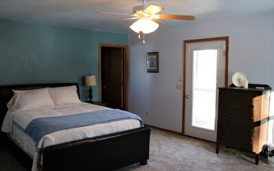 master bedroom at farm house at barnwood events in madison, winconsin.
