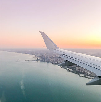 View of Chicago in Airplane
