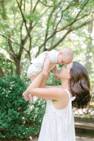 Mom Holding Baby nose to nose by Birmingham Motherhood Photographer