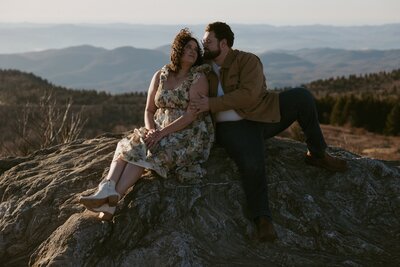 Sweet couple at Black Balsam Knob, North Carolina for their engagement session.