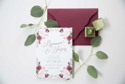 Floral Wedding Invitation for Indianapolis Wedding