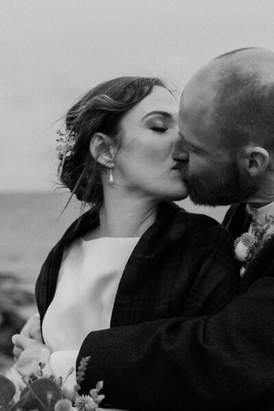 black and white bridal portrait