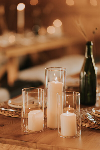 Three candles lit for New England wedding