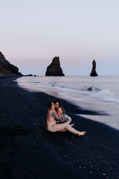 Iceland elopement photographer captures flowers at golden hour elopement