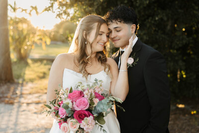 Bride and groom walking down aisle after ceremony