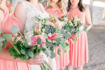 Phoenix Monorchid Wedding Photo of Bridesmaids and Bouquets by Tucson Wedding Photographer Bryan and Anh | West End Photography