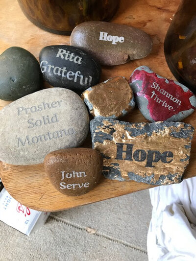 Rocks with words of hope on them