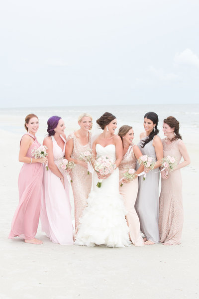 Blush Beach Destination Wedding Fort Myers, Florida Bridesmaids | Amy & Jordan Photography