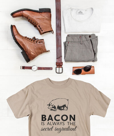 Bacon is always the secret ingredient graphic t-shirt design