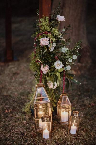 Photo of lanterns and flowers, Salem Wedding