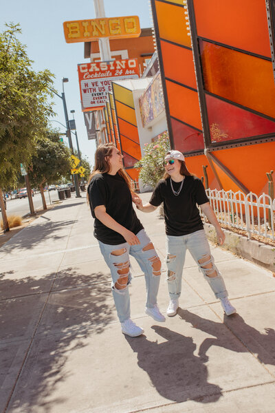 KP and Jessie standing in downtown Las Vegas