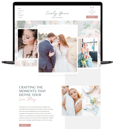 Create your own website for your photography business with the Everly Grace Showit website template